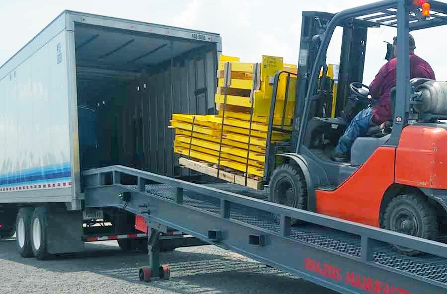 forklift on a yard ramp